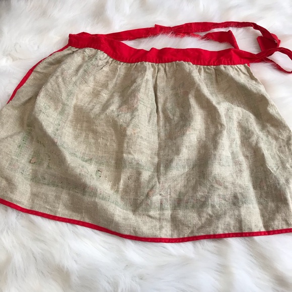 Vintage Dutch pilgrim style linen cloth tie apron screen printed German folk - Picture 4 of 5